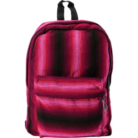 Baja Bags Neon Pink Stripe Woven Backpack