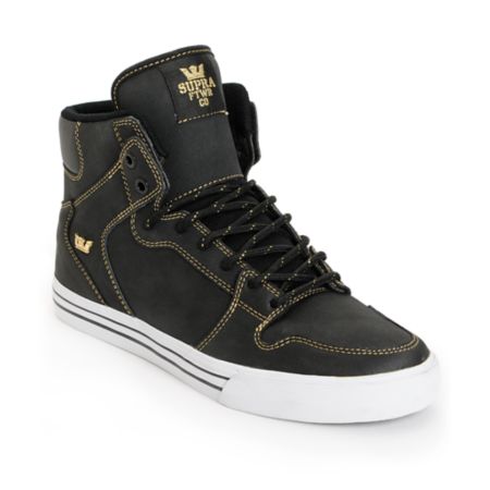 Supra Vaider Black Satin TUF & Gold Shoe