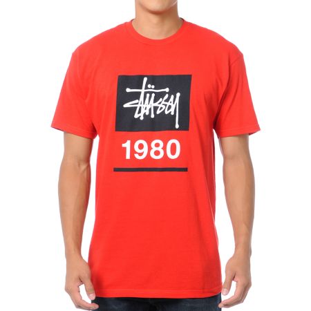 Stussy Stock Box Red Tee Shirt 