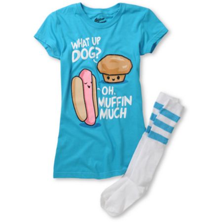Bitter Sweet Muffin At All Blue Tee Shirt & Sock Pack
