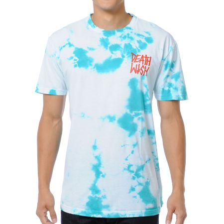 Deathwish Death Stack Marble Teal Tie Dye Tee Shirt
