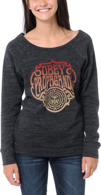 Obey Multi Force Charcoal Grey Vandal Crew Neck Sweatshirt
