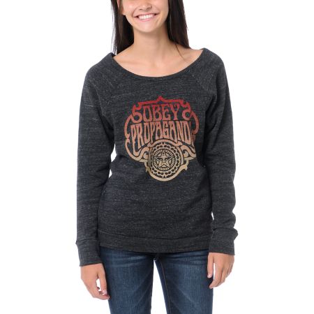 Obey Multi Force Charcoal Grey Vandal Crew Neck Sweatshirt