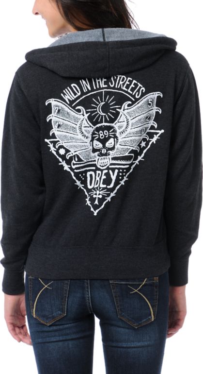 Obey Girls Wild In The Streets Black Zip Up Hoodie