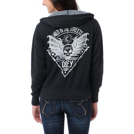 Obey Girls Wild In The Streets Black Zip Up Hoodie