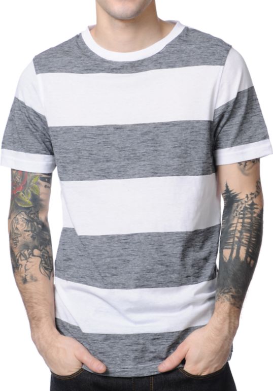 Empyre Ghostly White & Grey Stripe Tee Shirt