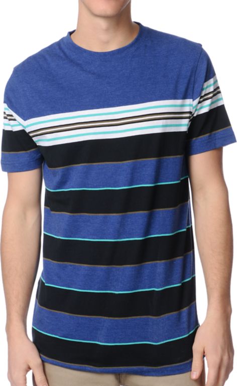 Empyre Into Navy Blue Striped Knit Tee Shirt