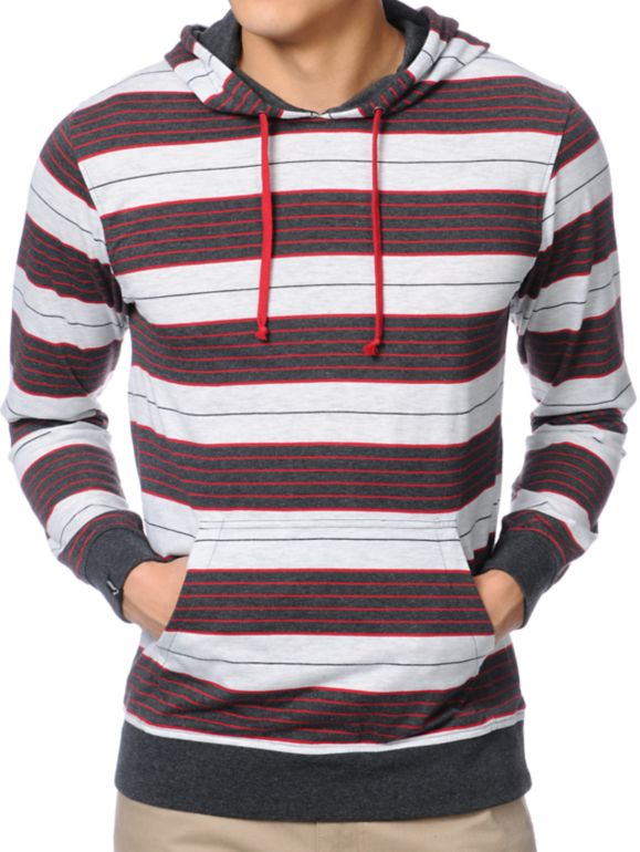 Empyre Verdict Red & Grey Stripe Knit Hoodie