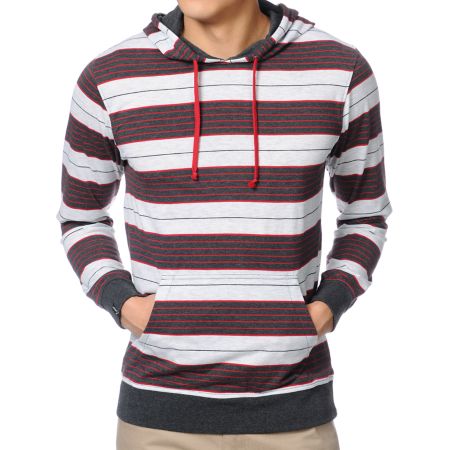 Empyre Verdict Red & Grey Stripe Knit Hoodie