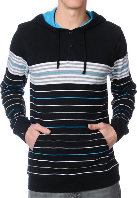 Empyre Brilliant Black Striped Long Sleeve Hooded Shirt