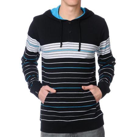 Empyre Brilliant Black Striped Long Sleeve Hooded Shirt