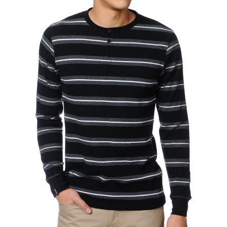 Empyre Black Striped Long Sleeve Thermal Shirt