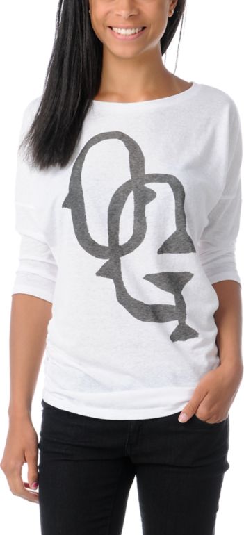 Obey Girls Hobo Graff White Tri-Blend Dolman Top