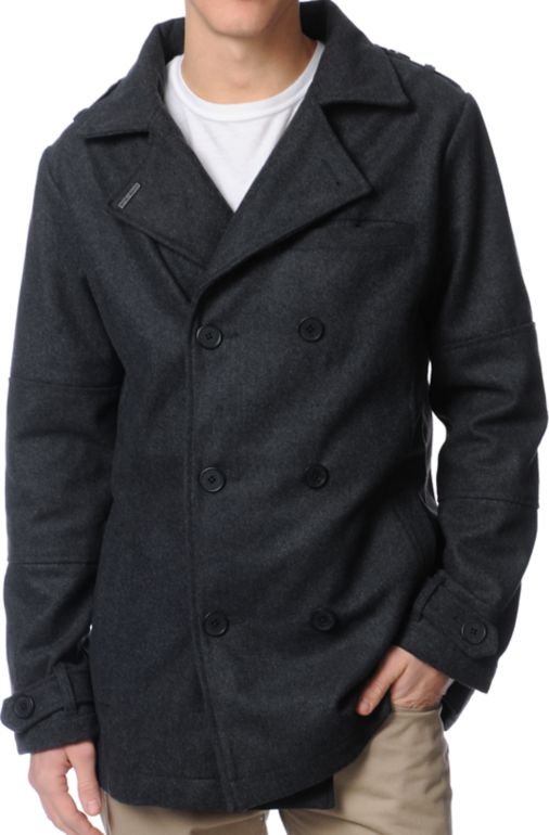 Empyre Mercer Charcoal Wool Pea Coat