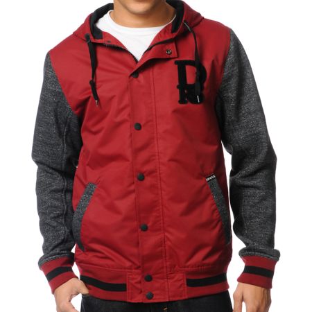 Dravus Pennant Red Hooded Varsity Jacket