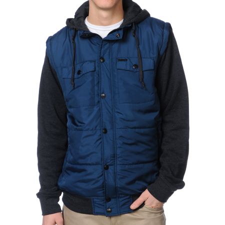 Empyre Trendon Navy & Charcoal Hooded Vest Jacket