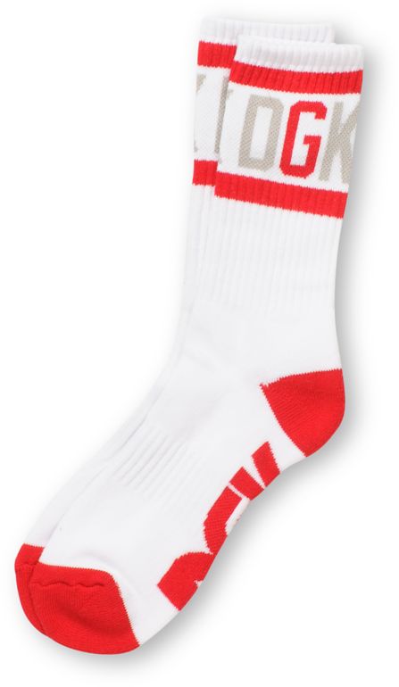 DGK G Crew White & Red Crew Socks