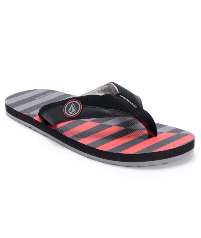 Volcom Vocation Creedler Grey, Black & Red Sandals