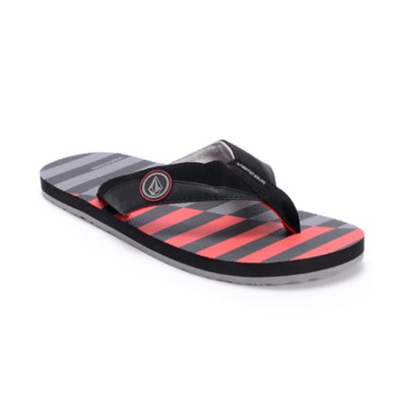 Volcom Vocation Creedler Grey, Black & Red Sandals