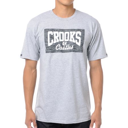 Crooks and Castles Tiger Camo Core Logo Grey Tee Shirt