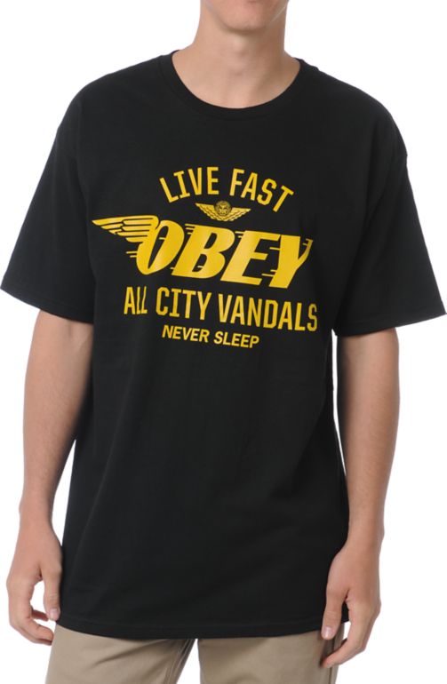 Obey All City Vandals Black Tee Shirt