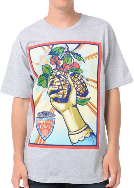 Obey Imperial Glory Heather Grey Tee Shirt