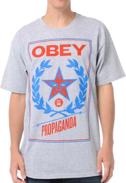 Obey Classic Crest Heather Grey Tee Shirt