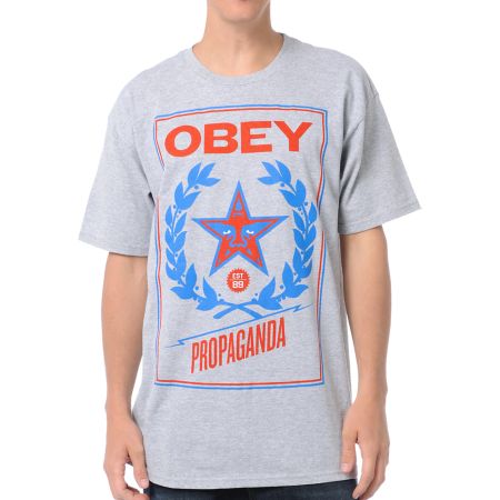 Obey Classic Crest Heather Grey Tee Shirt