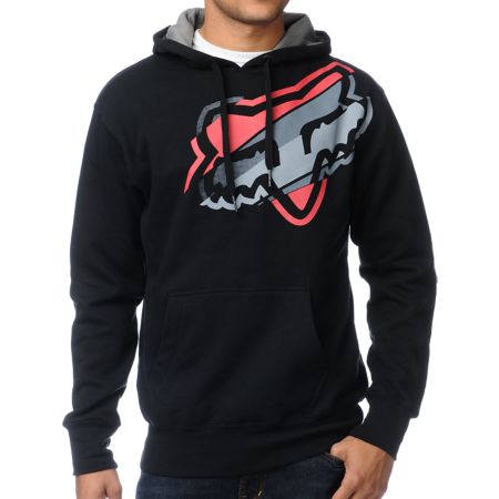 Fox Hashed Black Pullover Hoodie