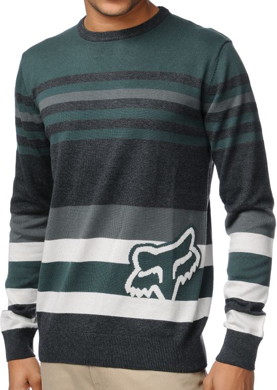 Fox Time Code Dark Green Crew Neck Sweater