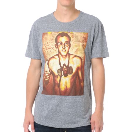 Obey Keith Haring Fine Art Heather Grey Tee Shirt