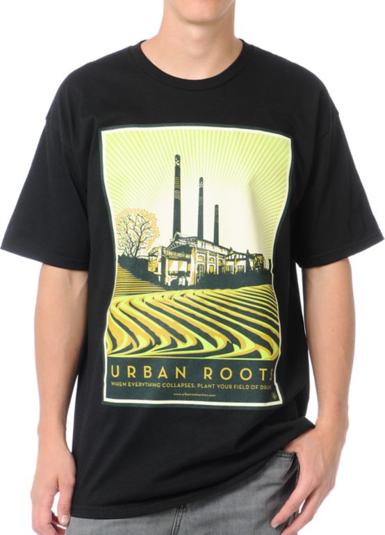 Obey Urban Roots Black Tee Shirt