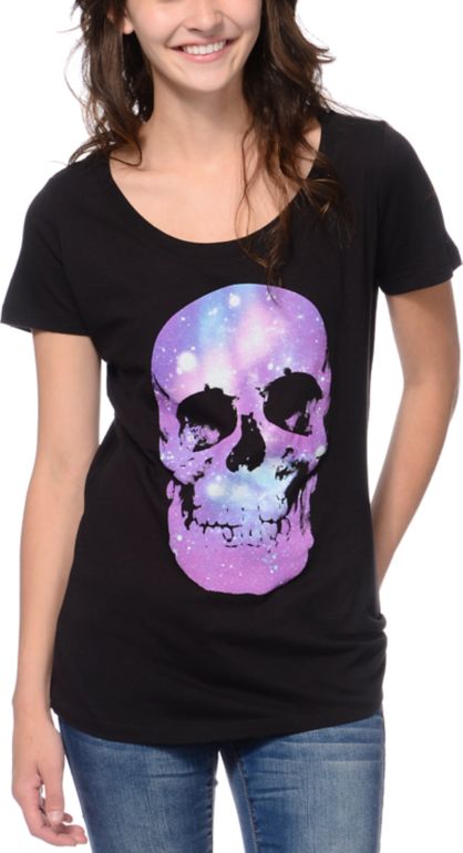 Empyre Girls Celestial Skull Black Black Tee Shirt