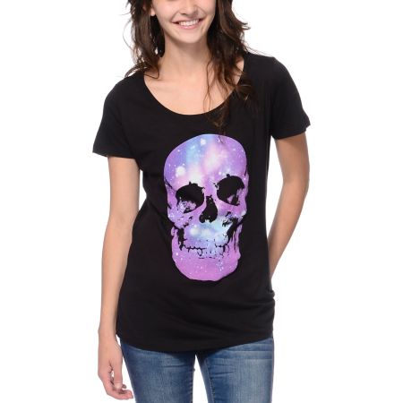 Empyre Girls Celestial Skull Black Black Tee Shirt