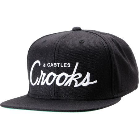 Crooks and Castles Box Script Black Snapback Hat