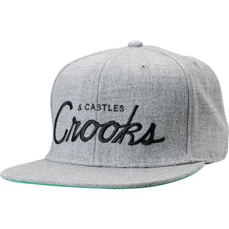 Crooks and Castles Script Grey Snapback Hat