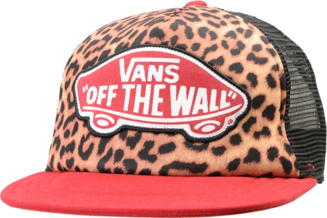 Vans Girls Beach Leopard & Red Trucker Hat