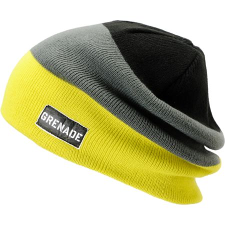 Grenade Blockhead Lime, Grey & Black Beanie