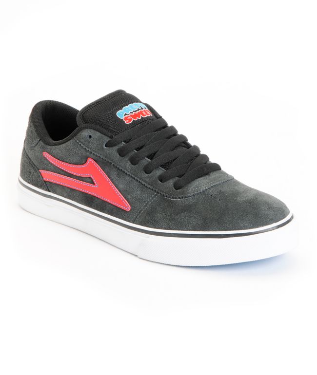 Lakai Manchester Select Pretty Sweet Grey & Red Suede Skate Shoe