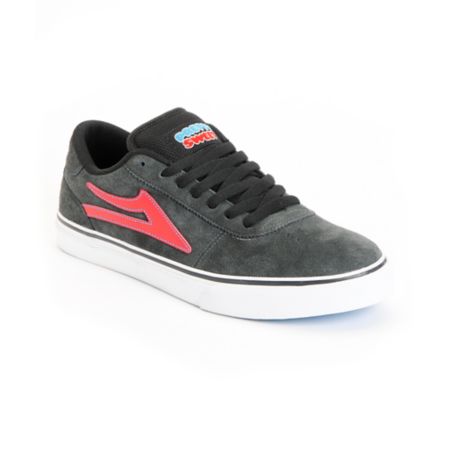 Lakai Manchester Select Pretty Sweet Grey & Red Suede Skate Shoe