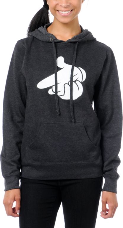 Crooks and Castles Girls Air Gun Charcoal Pullover Hoodie