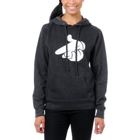 Crooks and Castles Girls Air Gun Charcoal Pullover Hoodie