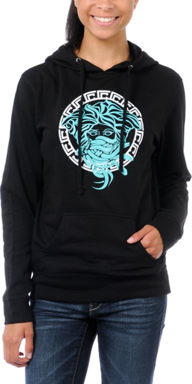 Crooks and Castles Girls Weaved Medusa Black Pullover Hoodie