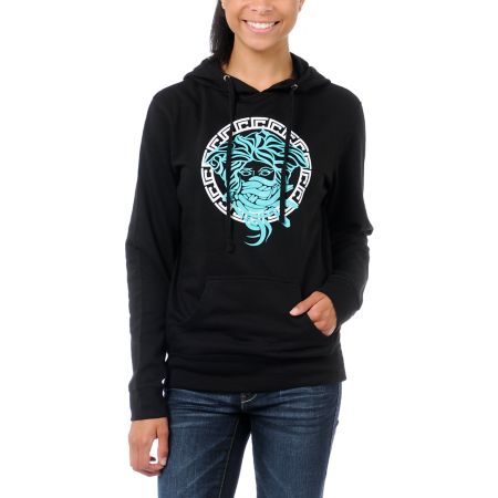 Crooks and Castles Girls Weaved Medusa Black Pullover Hoodie