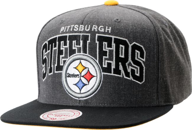 NFL Mitchell and Ness Steelers Arch Logo Grey Snapback Hat