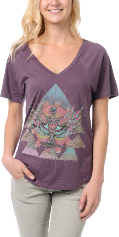 Element Sunbird Purple V-neck Tee Shirt
