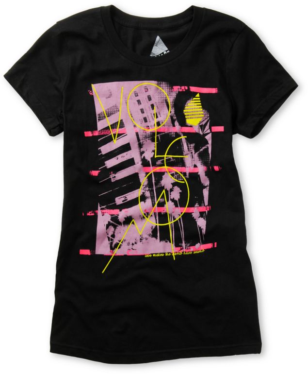 Volcom Girls Lovesound Sheer Black Tee Shirt