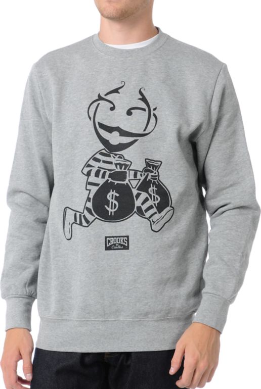 Crooks and Castles Monopoly Grey Crew Neck Sweatshirt