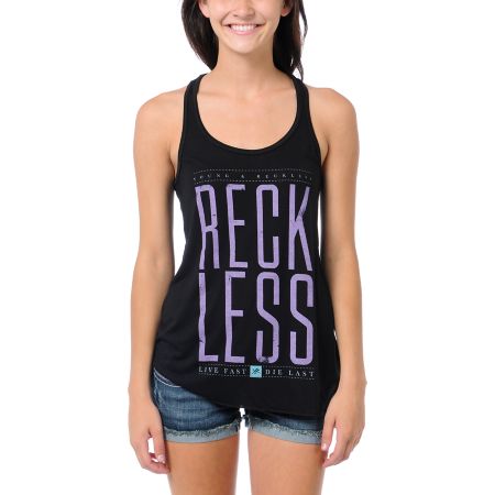 Young & Reckless Girls Live Fast Die Last Black Tank Top