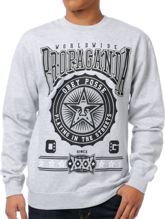 Obey Pro Bowl Grey Crew Neck Sweatshirt